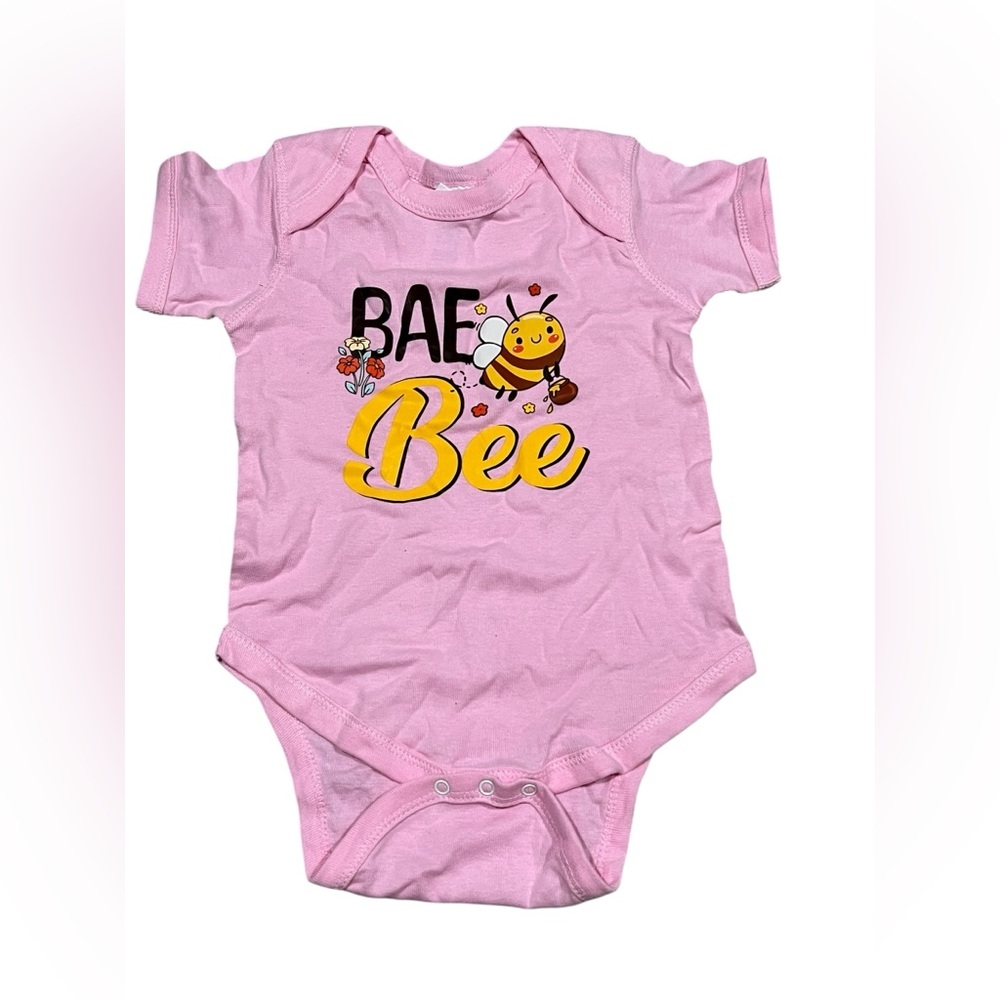 Rabbit Skins “Bae Bee” Pink Baby Onesie – Size 18 Months
